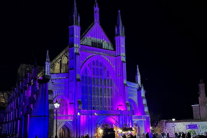 Christmas Mulled Wine Walk of Winchester - A Victorian landmark under Christmas lights