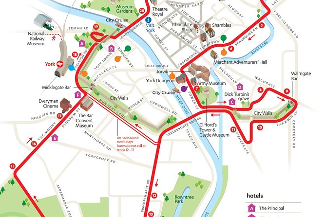 City Sightseeing York Hop-On Hop-Off Bus Tour - The Mount, the railway station, and the final stops
