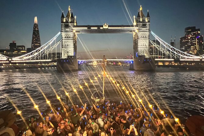 Silent Disco London Thames Boat Party - Canary Wharf lights and the view from the water